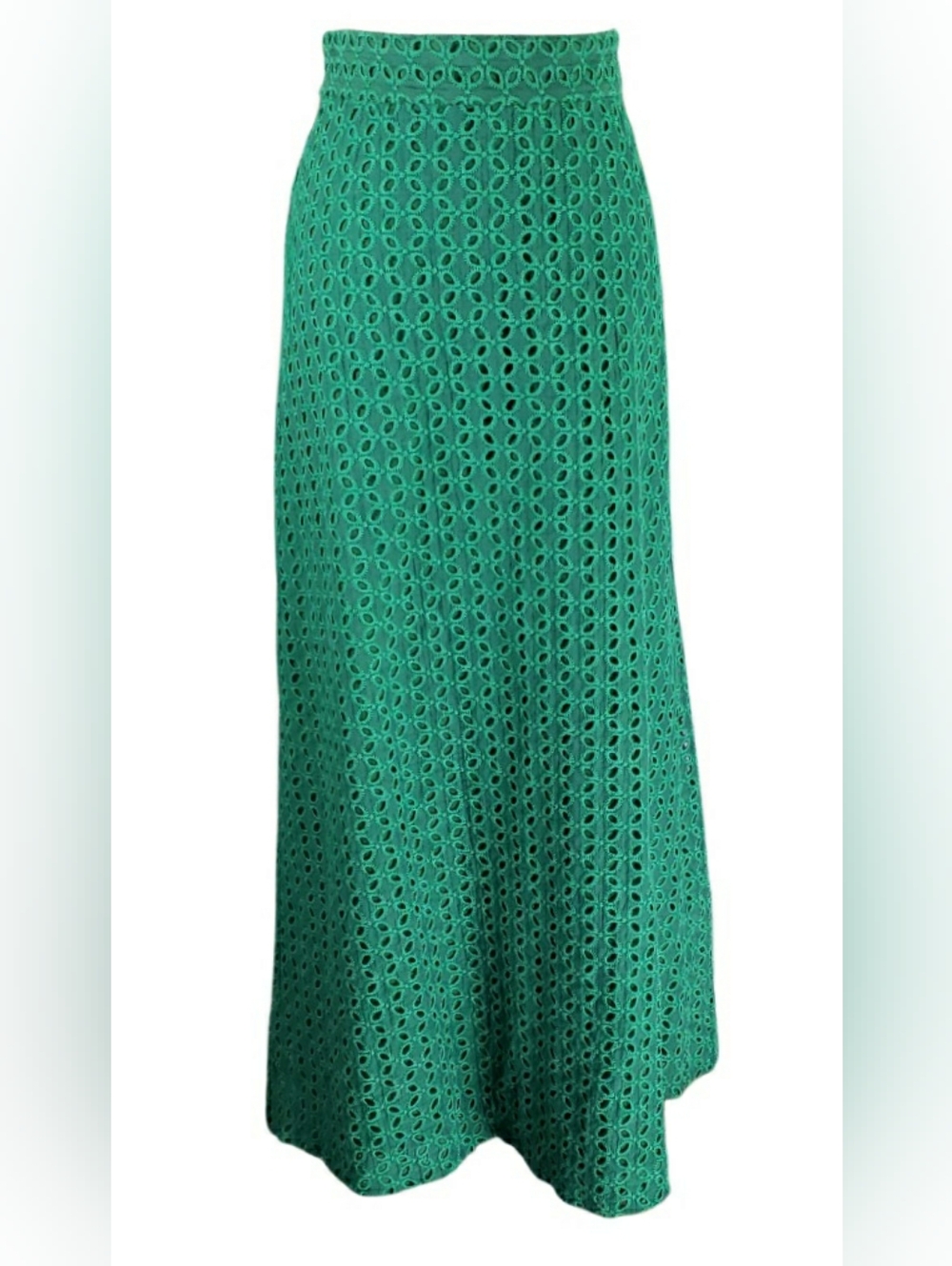 Ann Taylor Green Eyelet Midi A-line Lyocel Skirt Cocquette Cottage Fairy Career